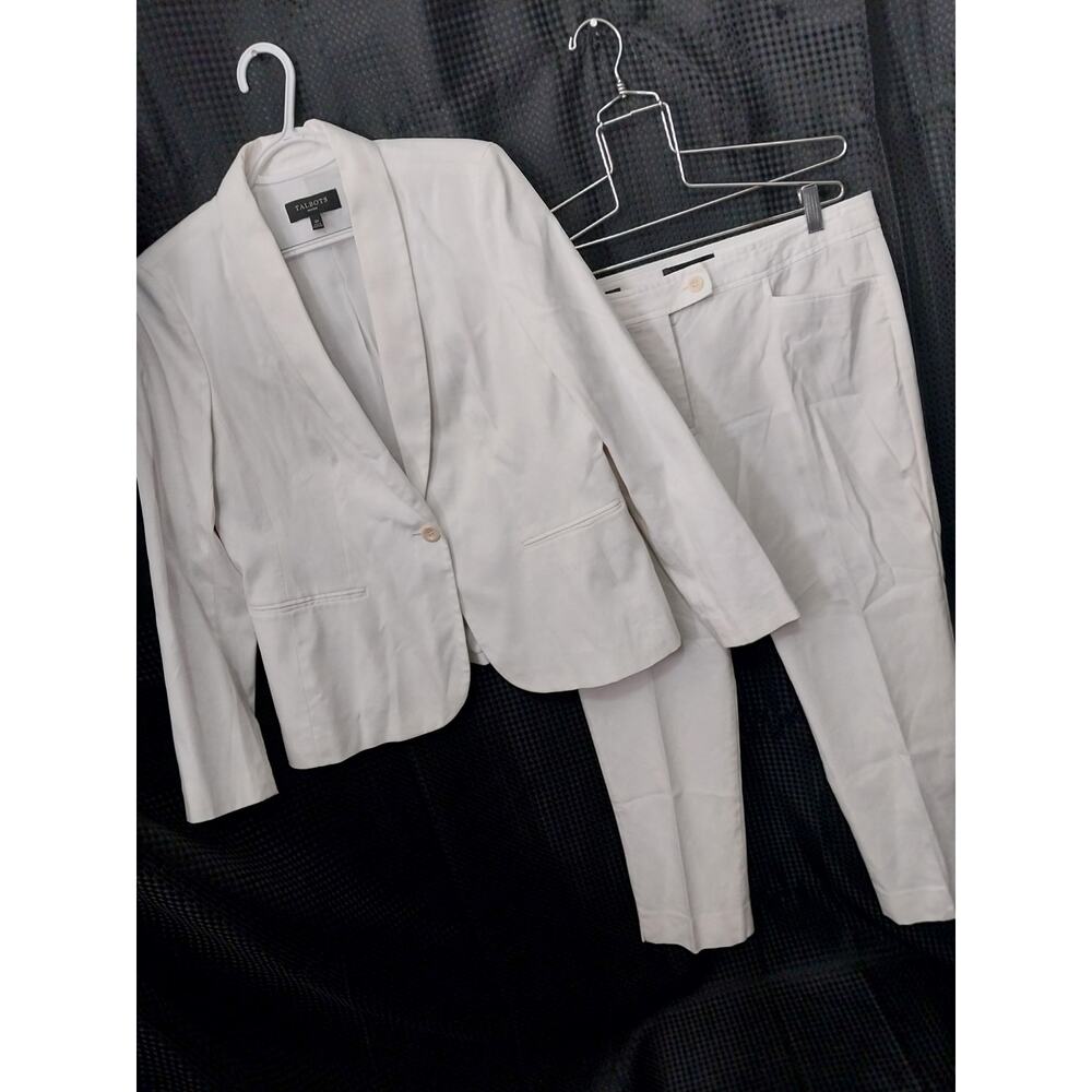 Talbots Women's White Pantsuit Blazer and Trousers